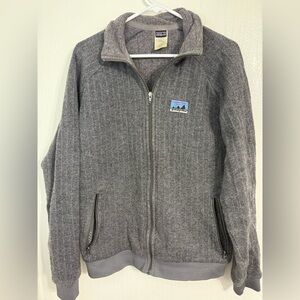 VINTAGE PATAGONIA Gray Quilt Again Full Zip Sweater Jacket Men's Large Striped